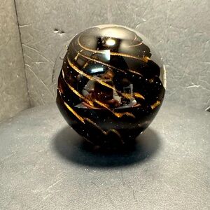 Paperweight Black and Gold Artist Singed 2001  Swirl Belacontay Murano?